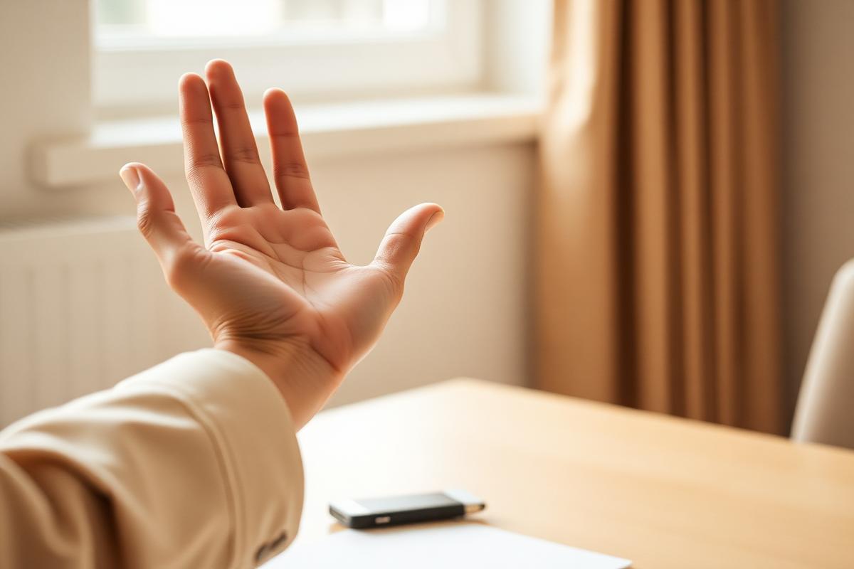 Wrist and forearm release: drawing the fingers gently back with the palm facing up.